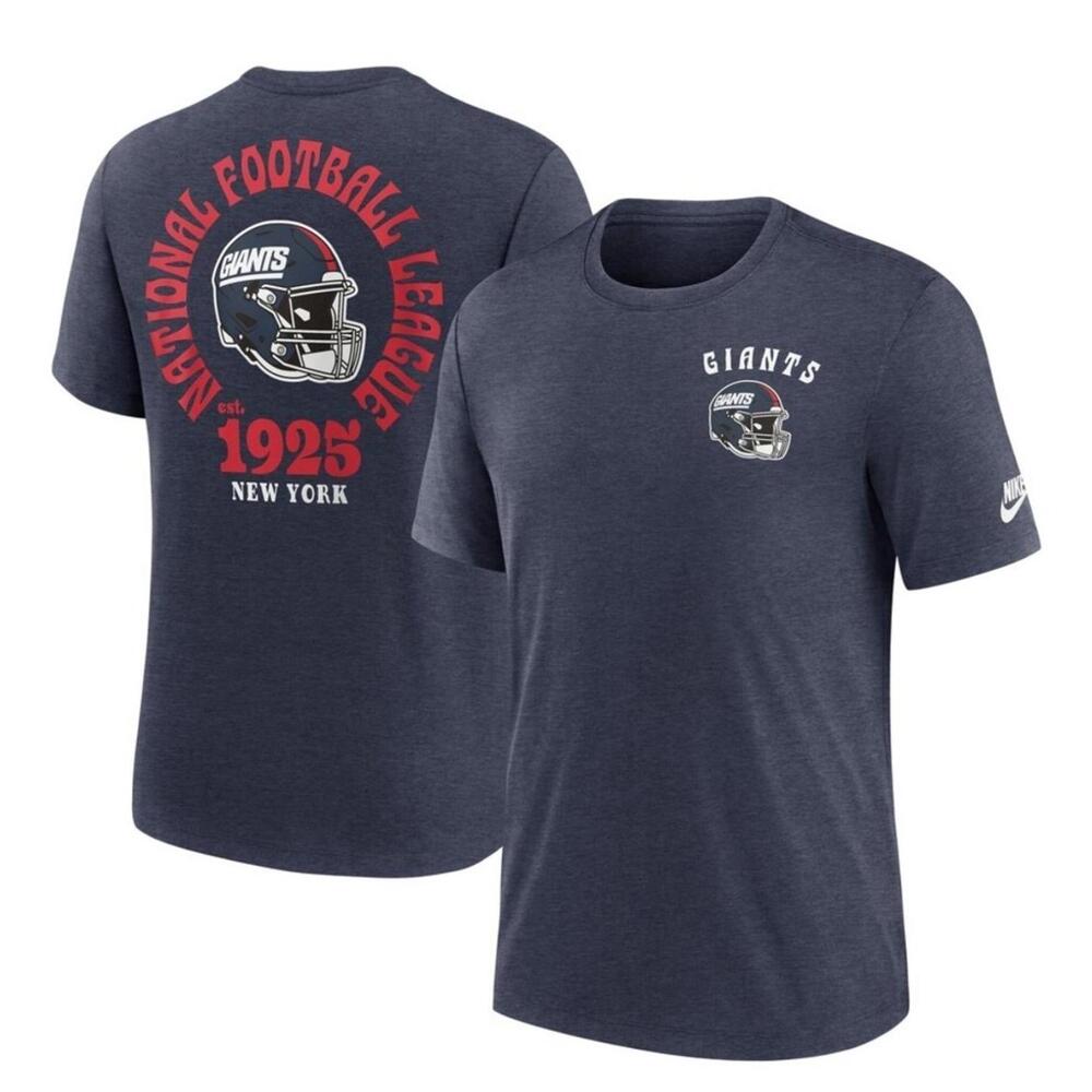 New York Giants Nike Navy Rewind 2-Hit Tri-Blend T-Shirt Men's Size Lrg NWT